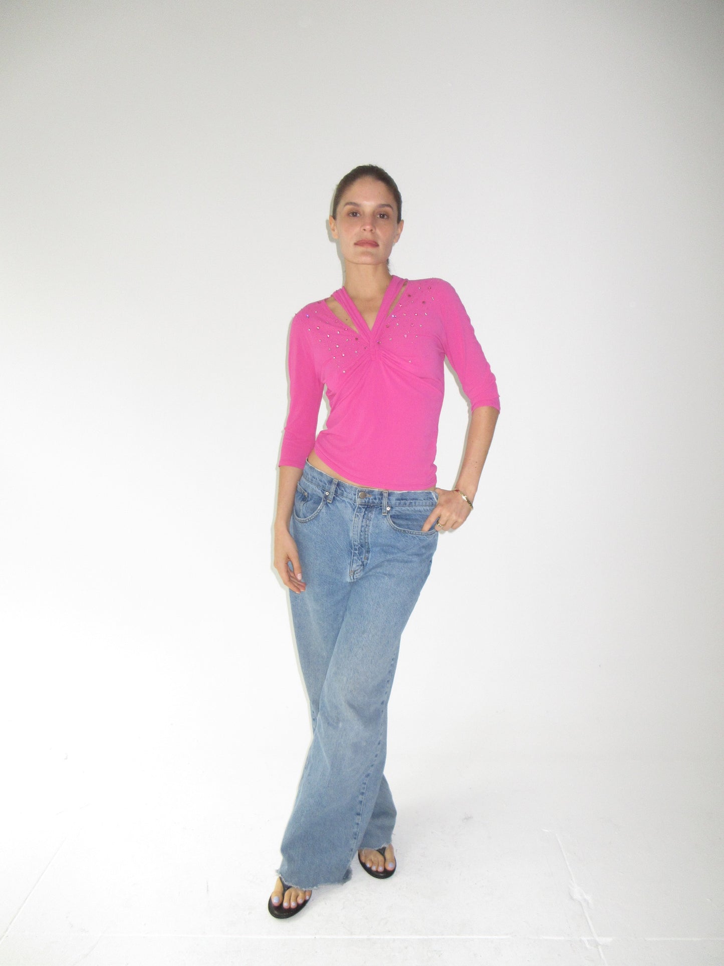 Blumarine pink embellished top