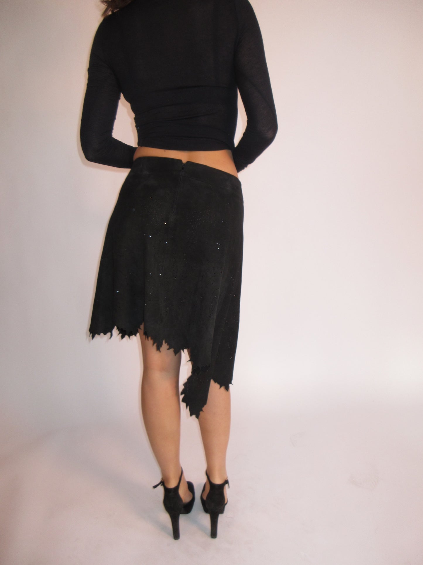 Vintage Roberto Cavalli sequined suede skirt