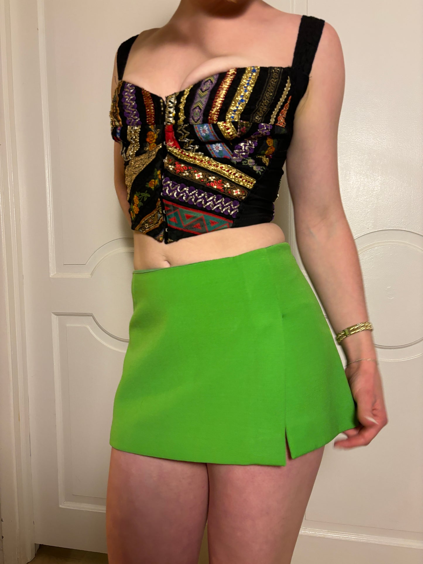 FW1999 Dolce & Gabbana neon green mini skirt