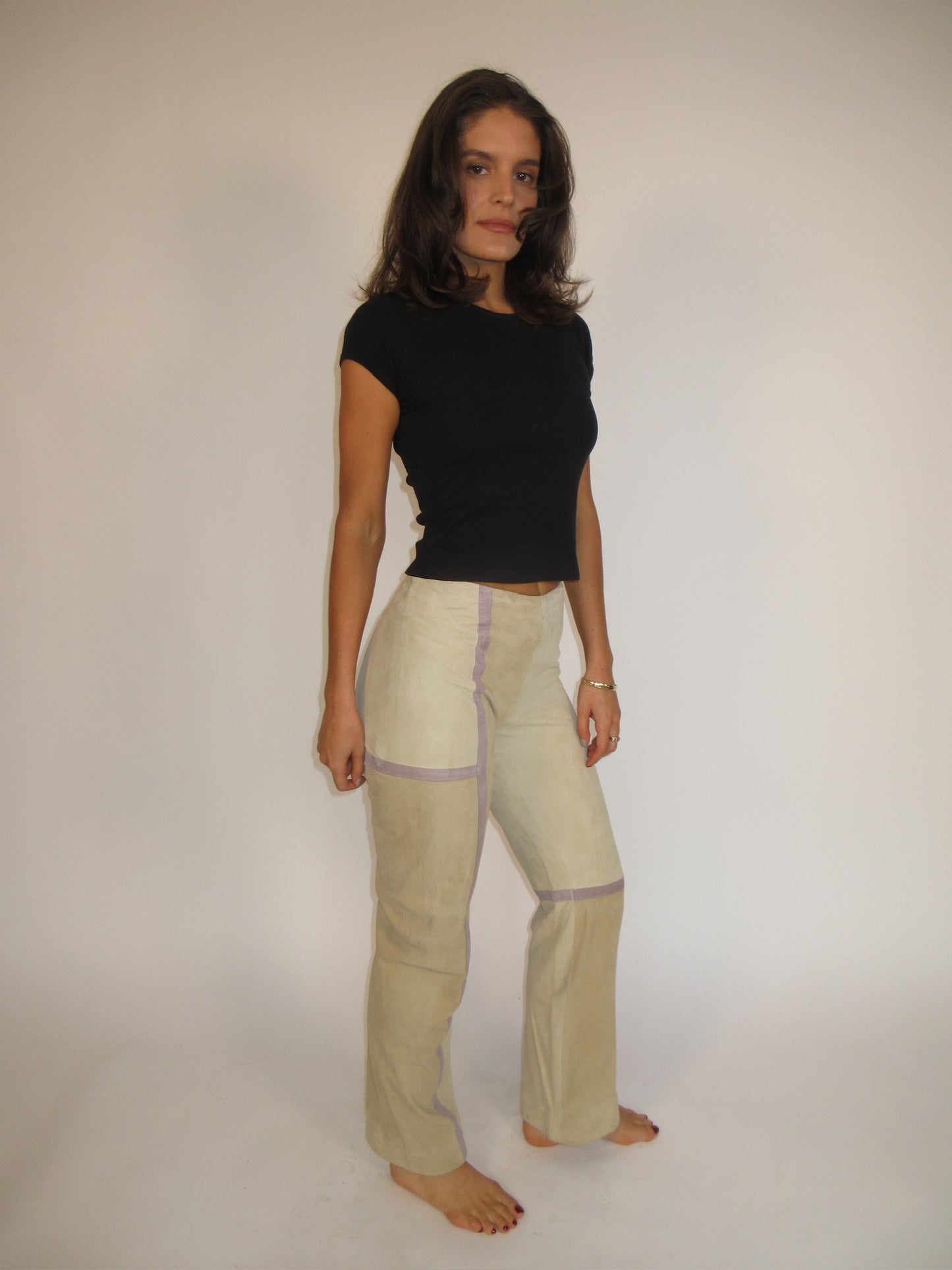 Valentino FW2000 Suède pants worn by Adriana Lima