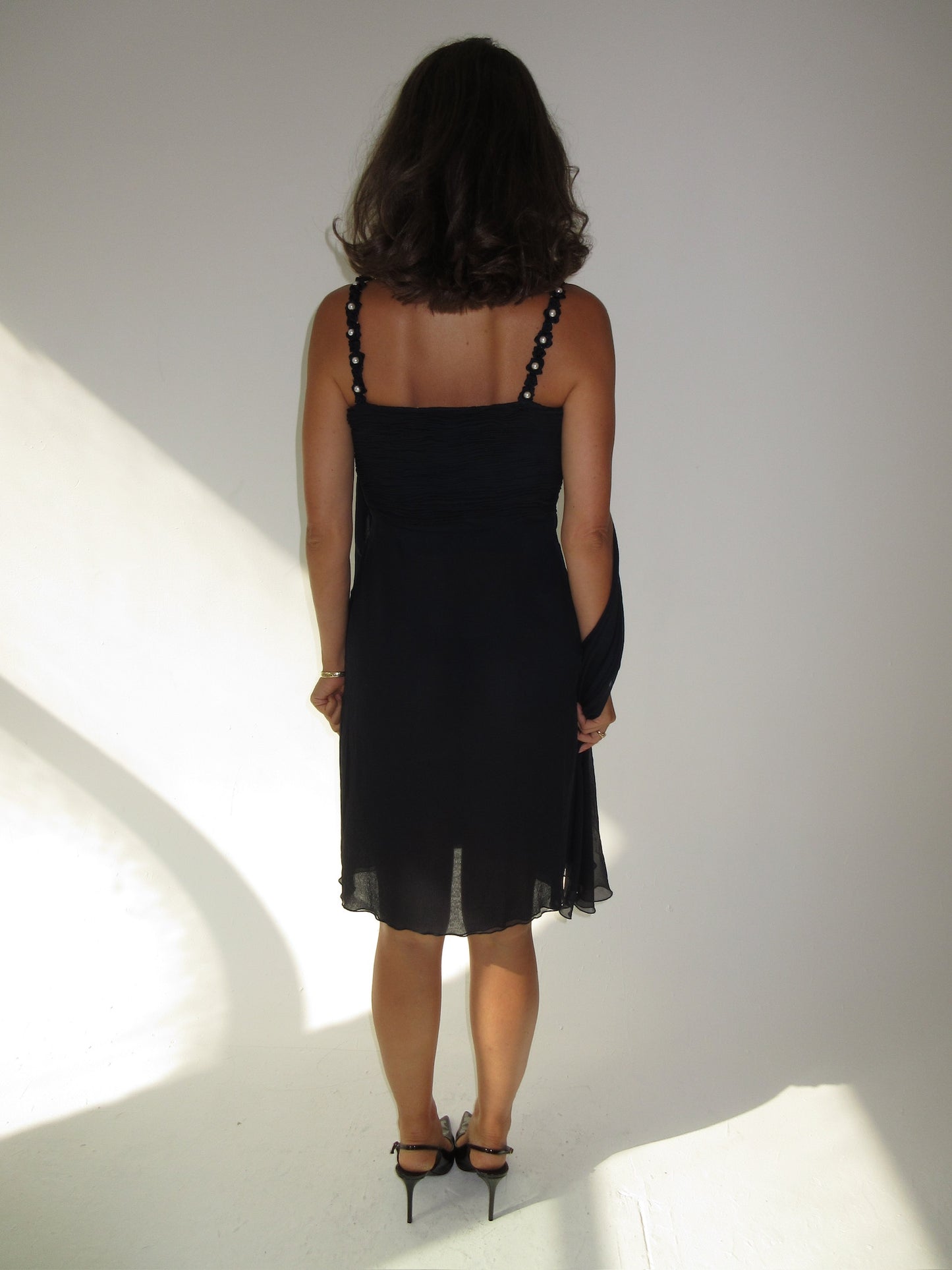SS1995 Valentino dress with pearl detailing on the shoulders