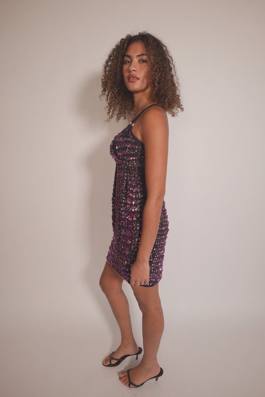 Fall 2012 Roberto Cavalli beaded sequined leather harness dress