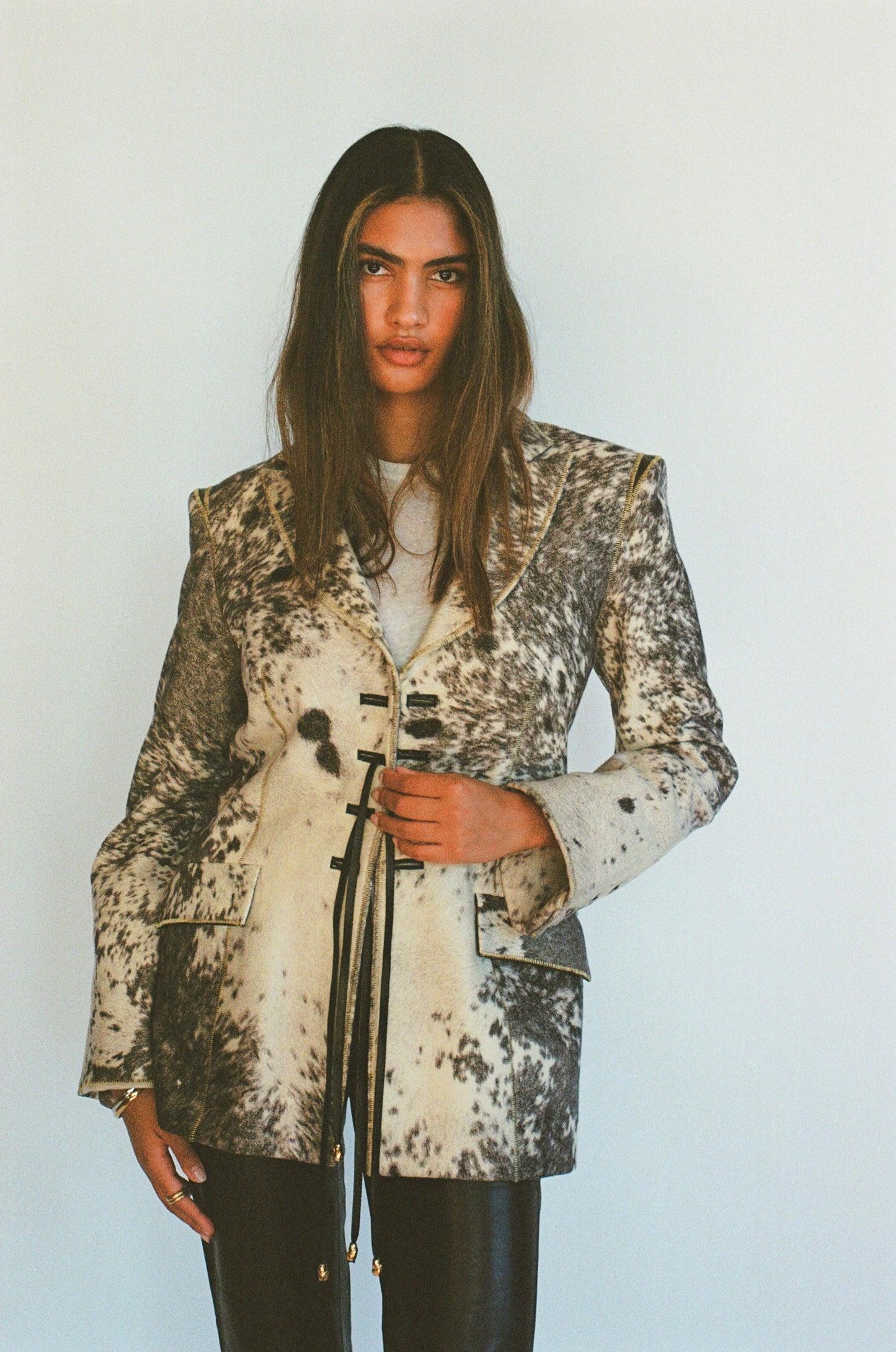 FW1999 Roberto Cavalli Leather Printed Pony Hair Jacket