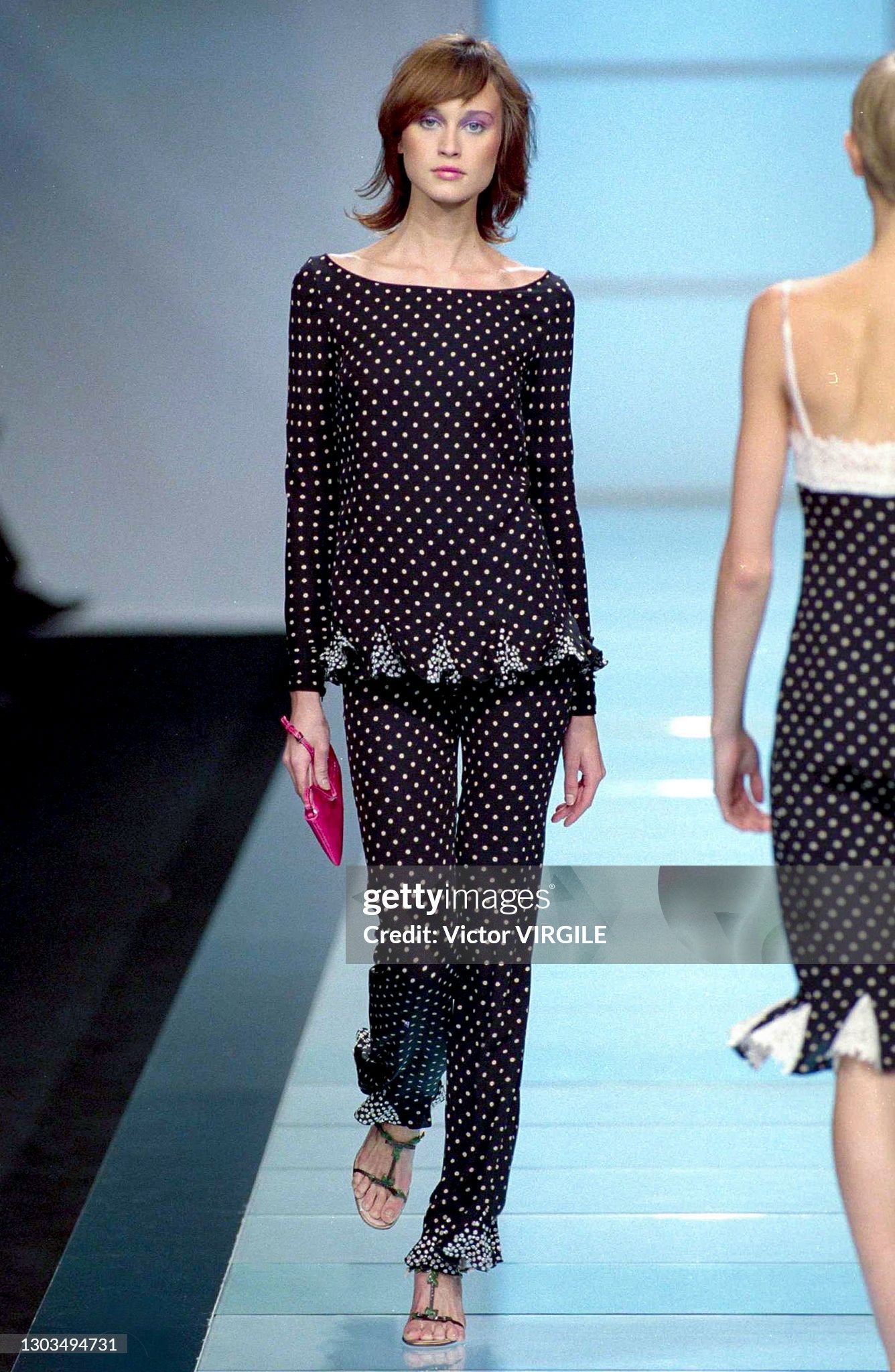SS2000 Valentino Runway Silk Polka Dot pants