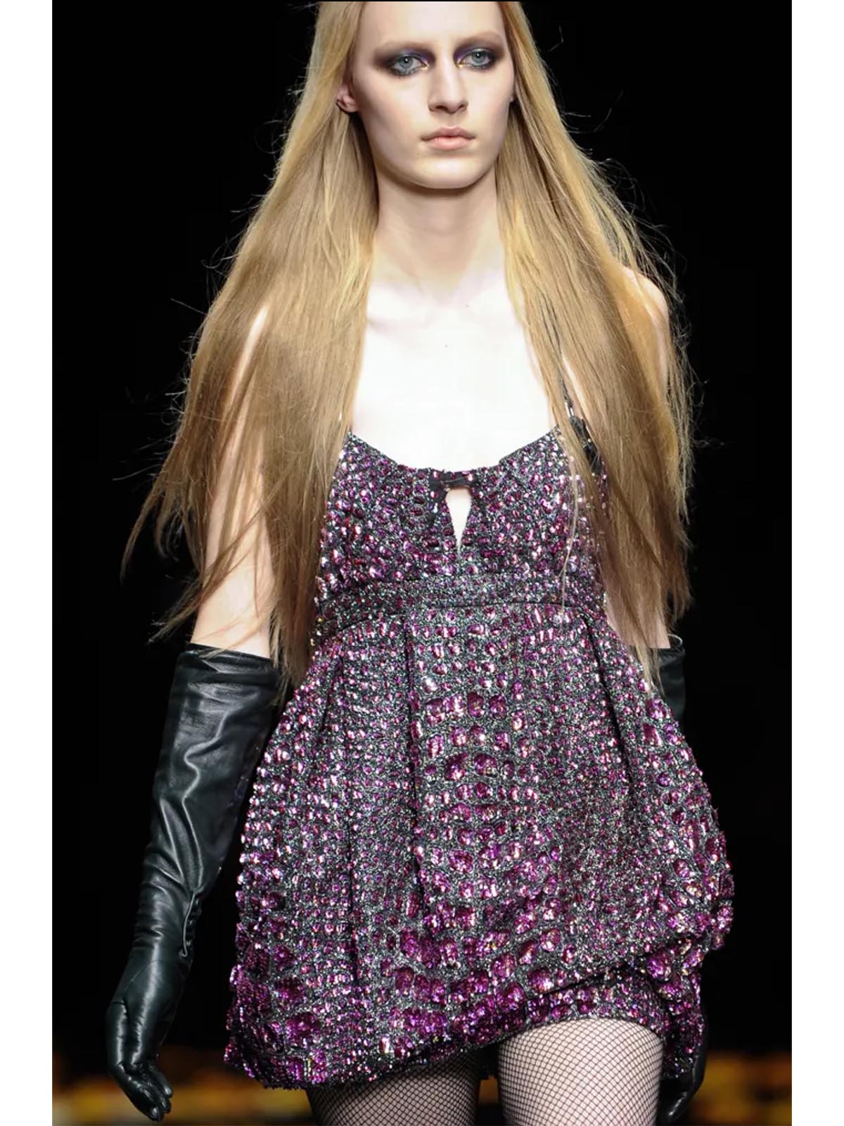 Fall 2012 Roberto Cavalli beaded sequined leather harness dress