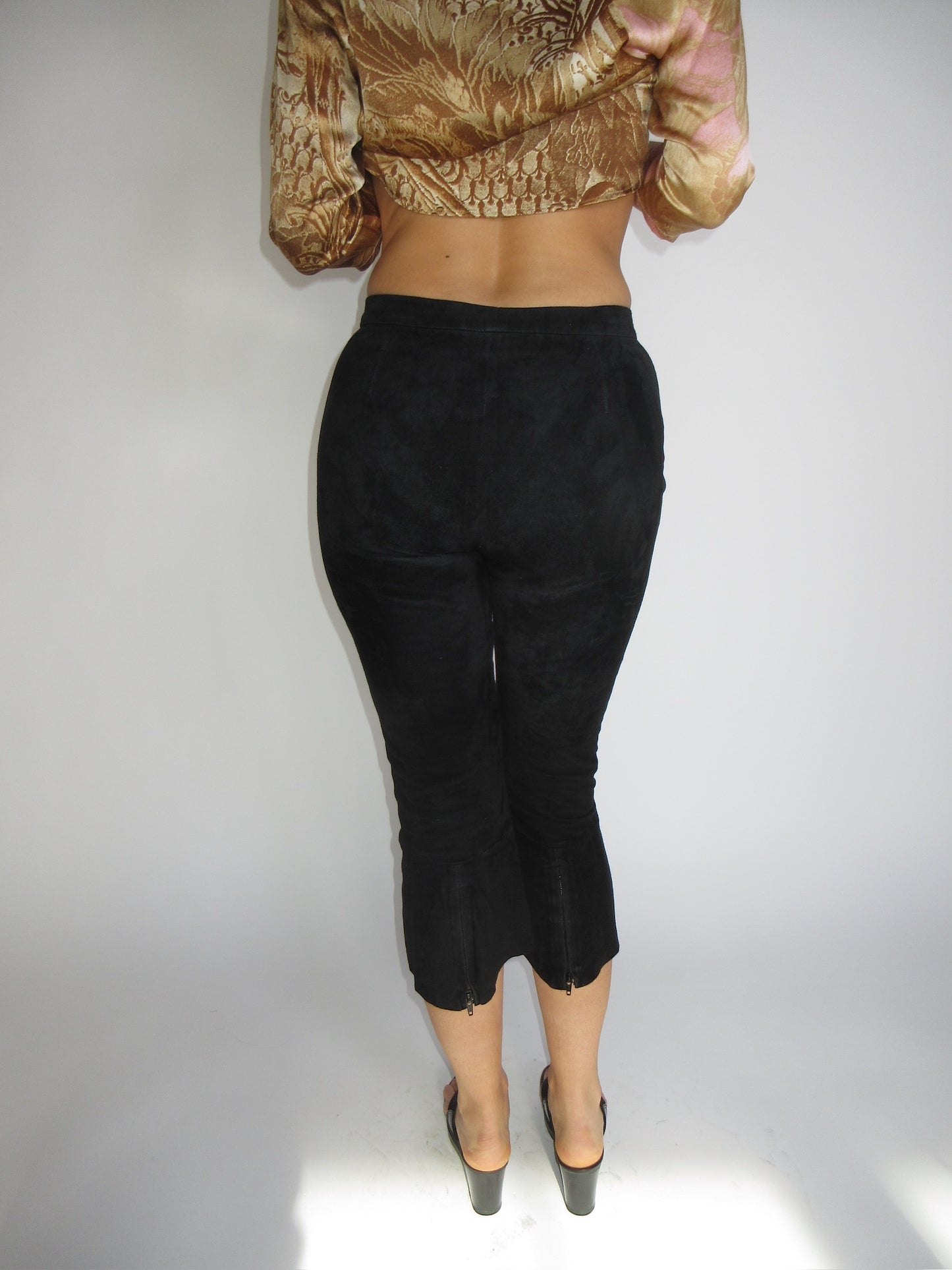 Roberto Cavalli Black Suede Capri pants