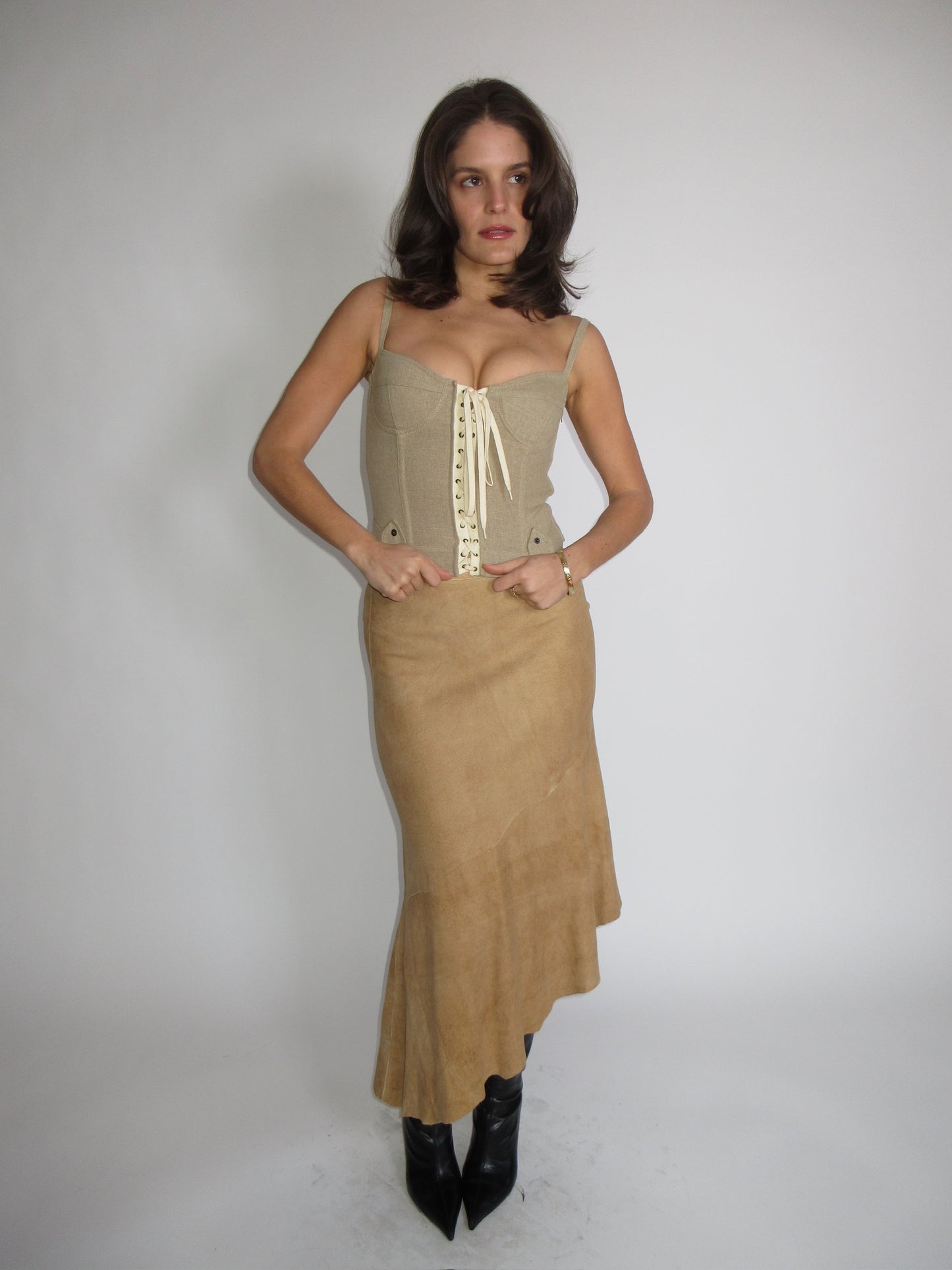 Roberto Cavalli Suede Midi Midi Skirt