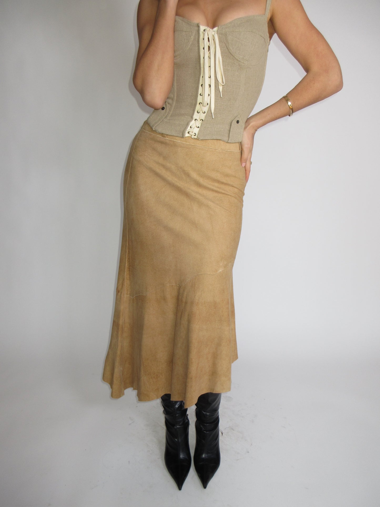 Roberto Cavalli Suede Midi Midi Skirt