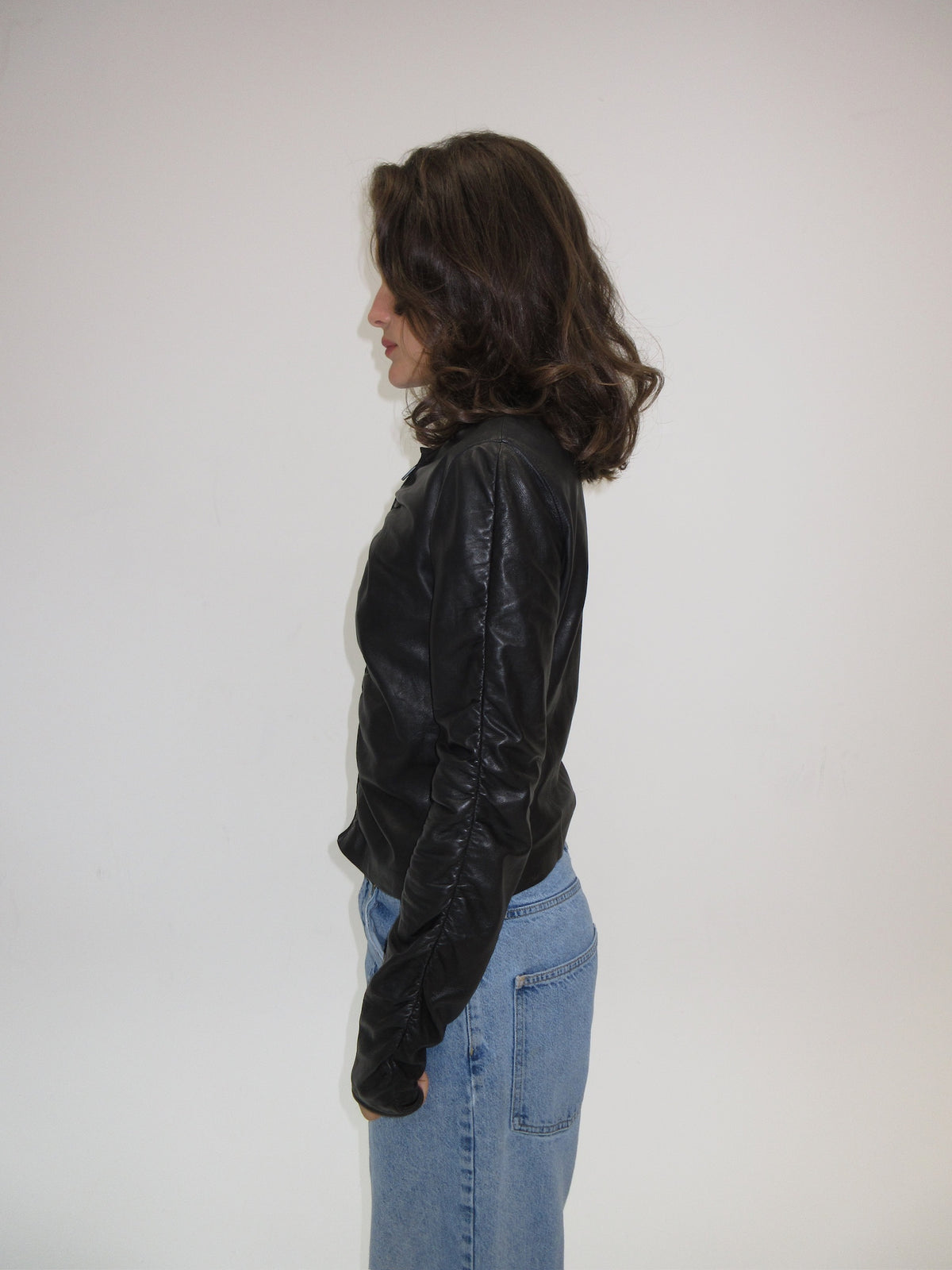 FW 1999 Gucci by Tom Ford ruched leather jacket