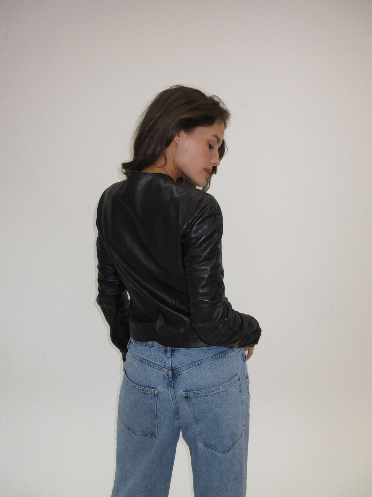 FW 1999 Gucci by Tom Ford ruched leather jacket