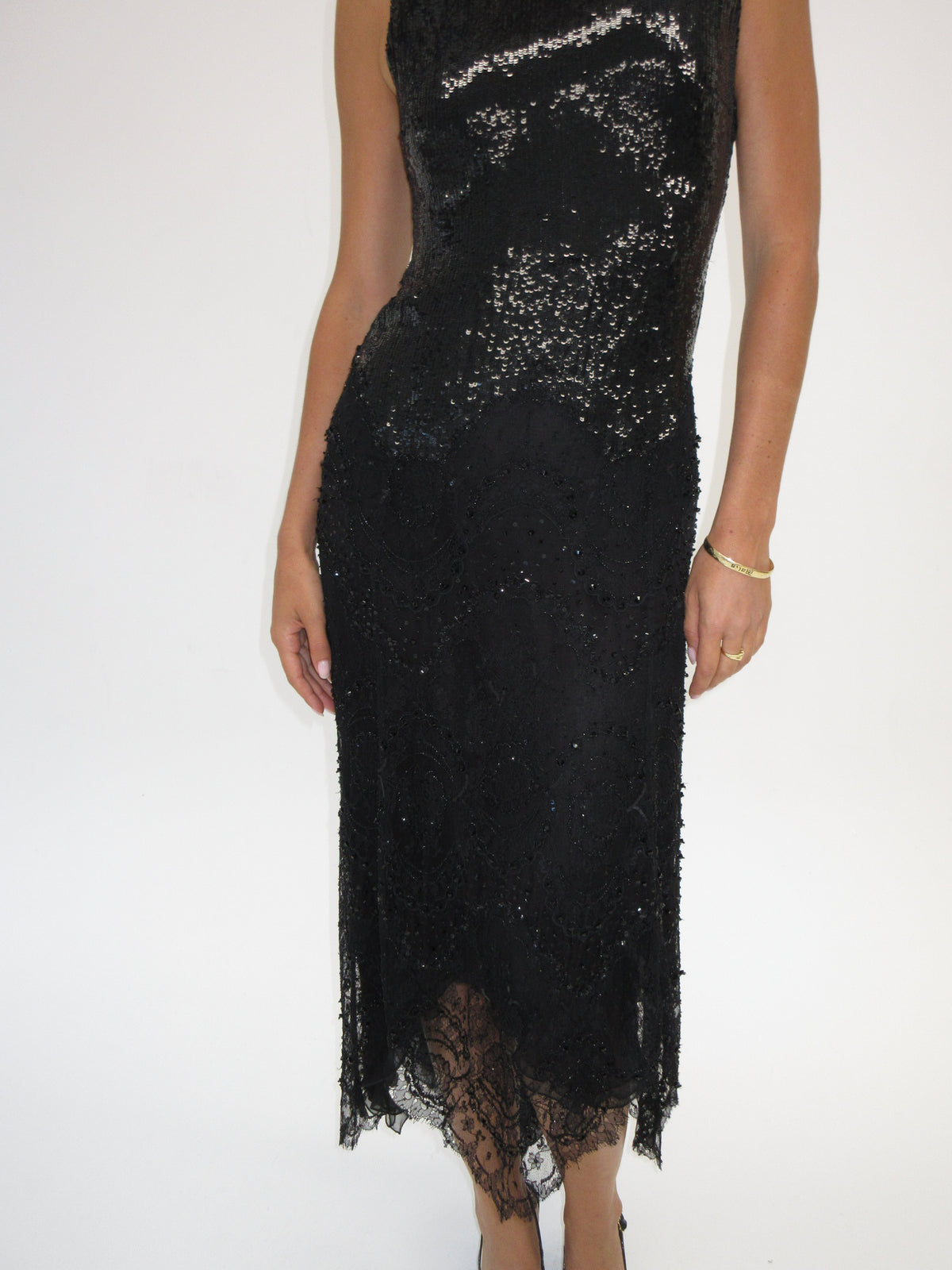 FW 2000 Valentino Sequined and Lace Runway Dress
