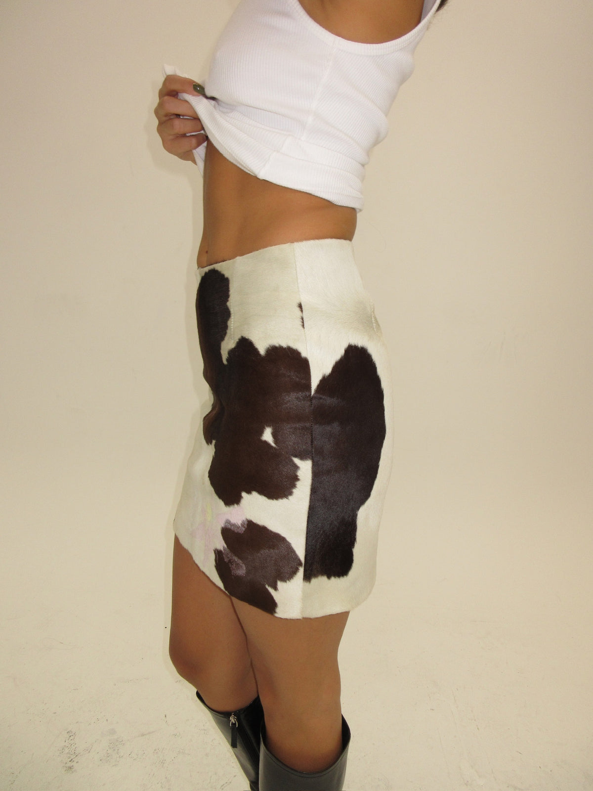 SS1999 Versace pony hair hand painted skirt