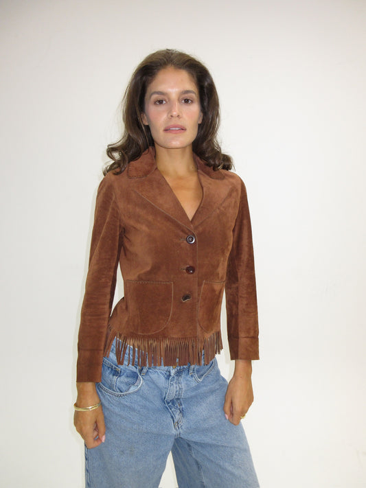 Vintage Miu Miu leather fringe jacket