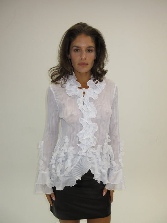 Vintage ruffled silk top
