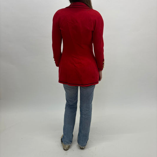 Chanel Red 80s/90s Button-up Jacket