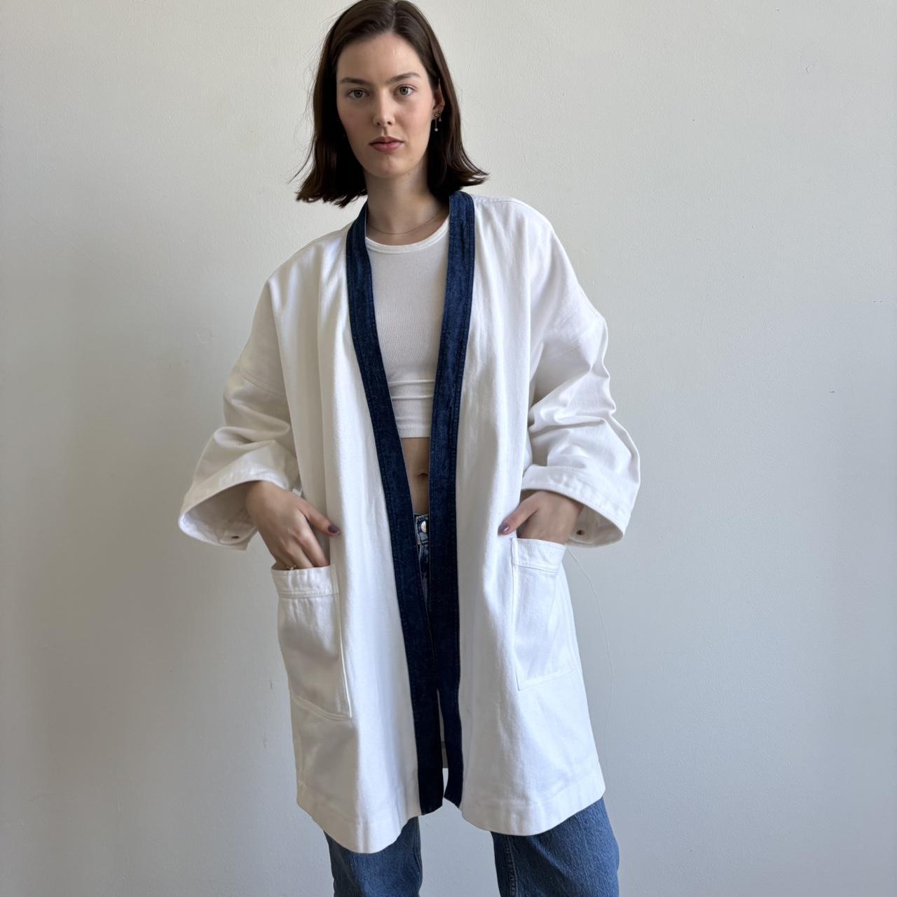 Vintage Chanel White Denim Jacket with Chanel Buttons