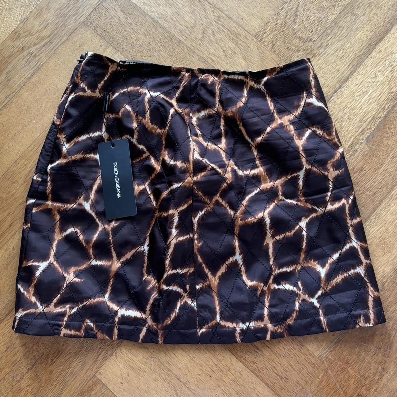 Vintage Silk Giraffe Print Dolce & Gabbana Mini Skirt