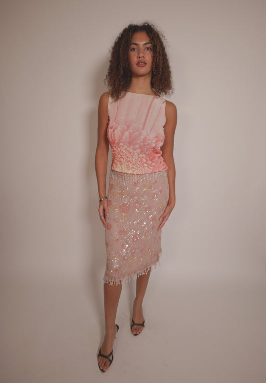 SS2004 Valentino sequined and beaded skirt