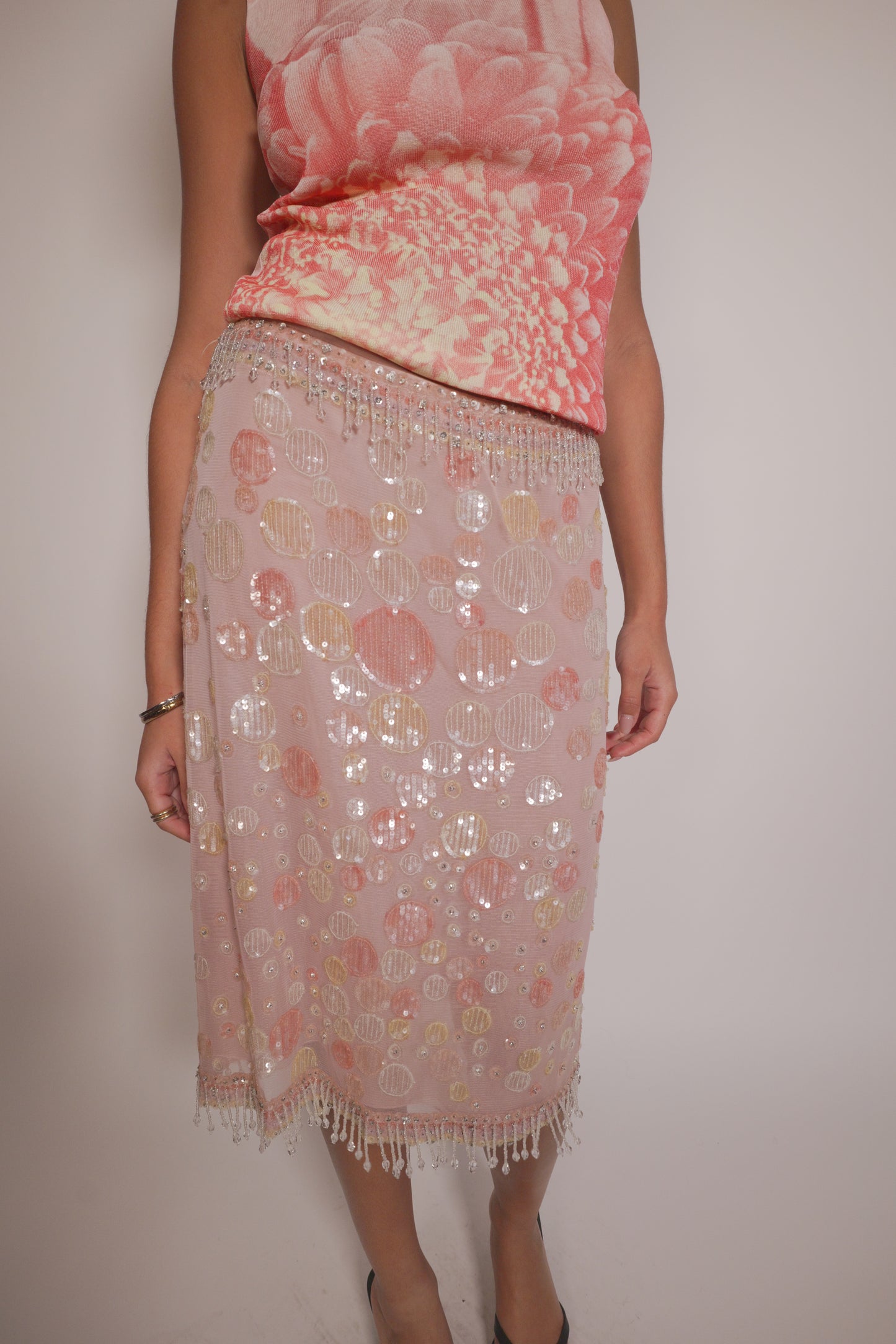 SS2004 Valentino sequined and beaded skirt