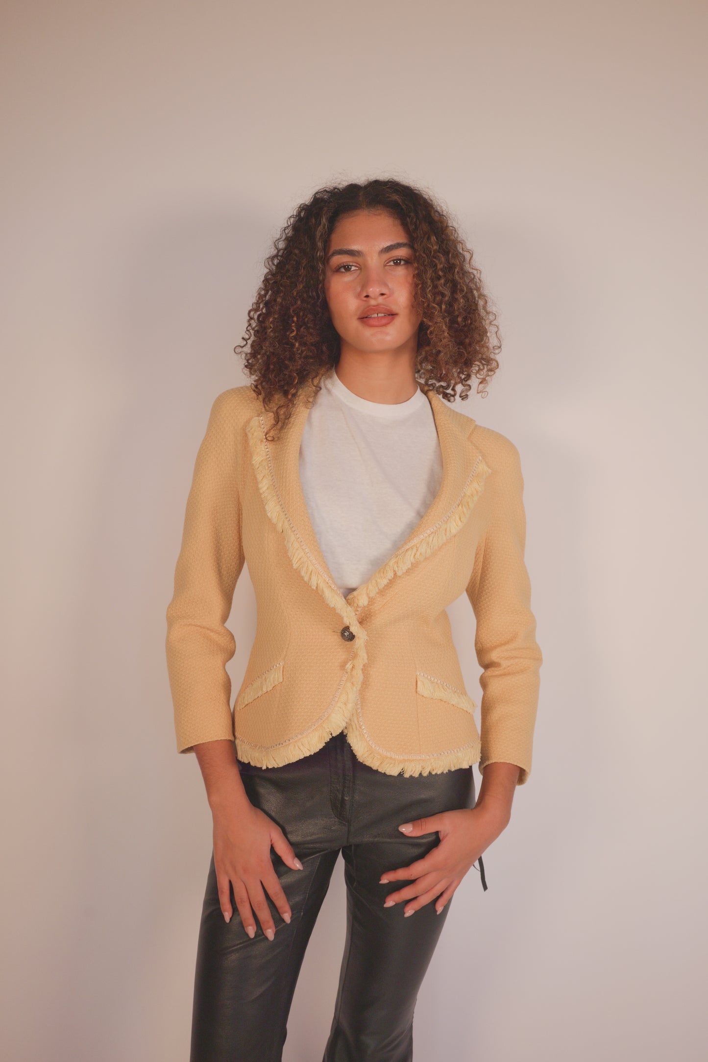 Archival 1997 Christian Dior by John Galliano Pin up Yellow Wool Jacket with silk lining