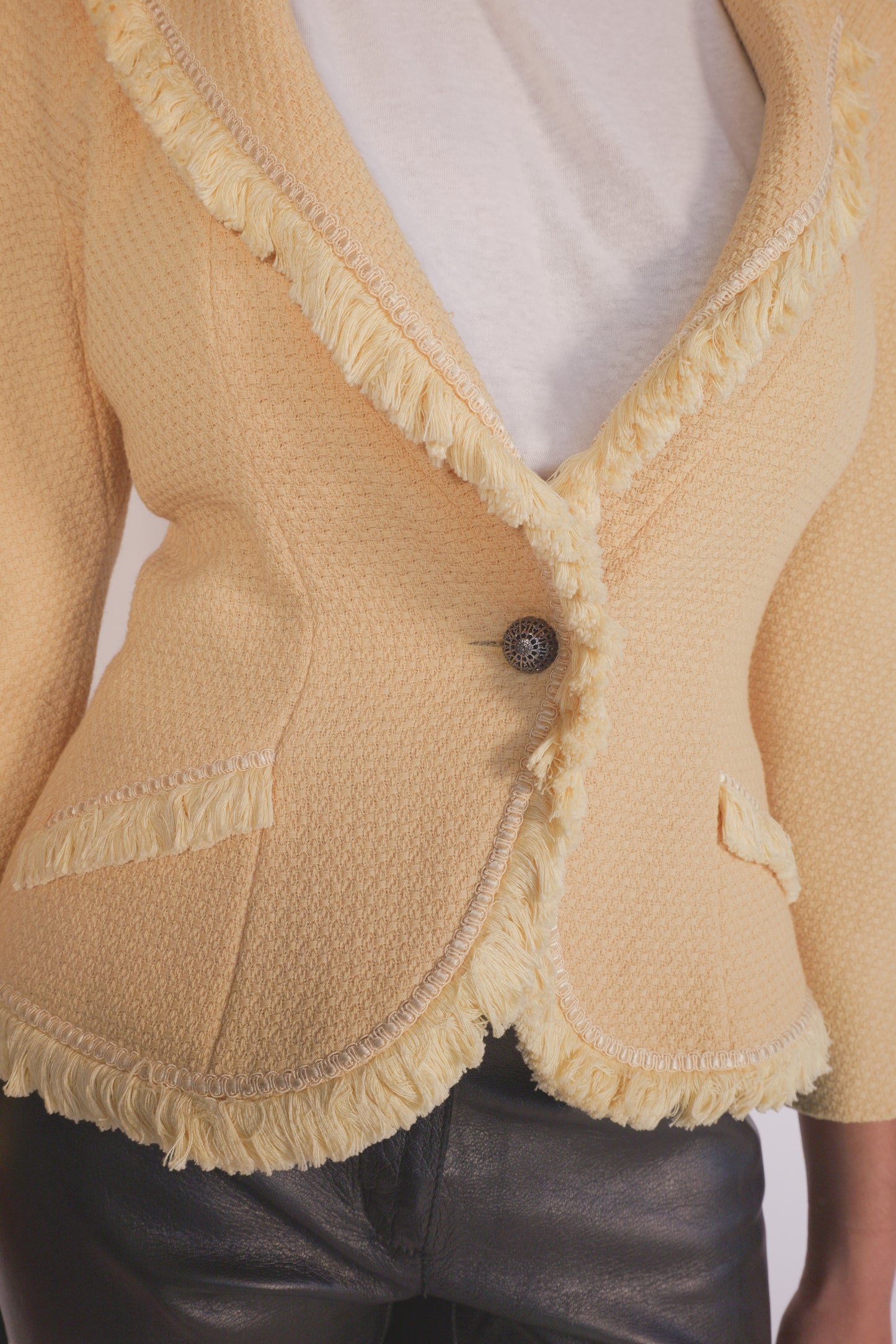 Archival 1997 Christian Dior by John Galliano Pin up Yellow Wool Jacket with silk lining