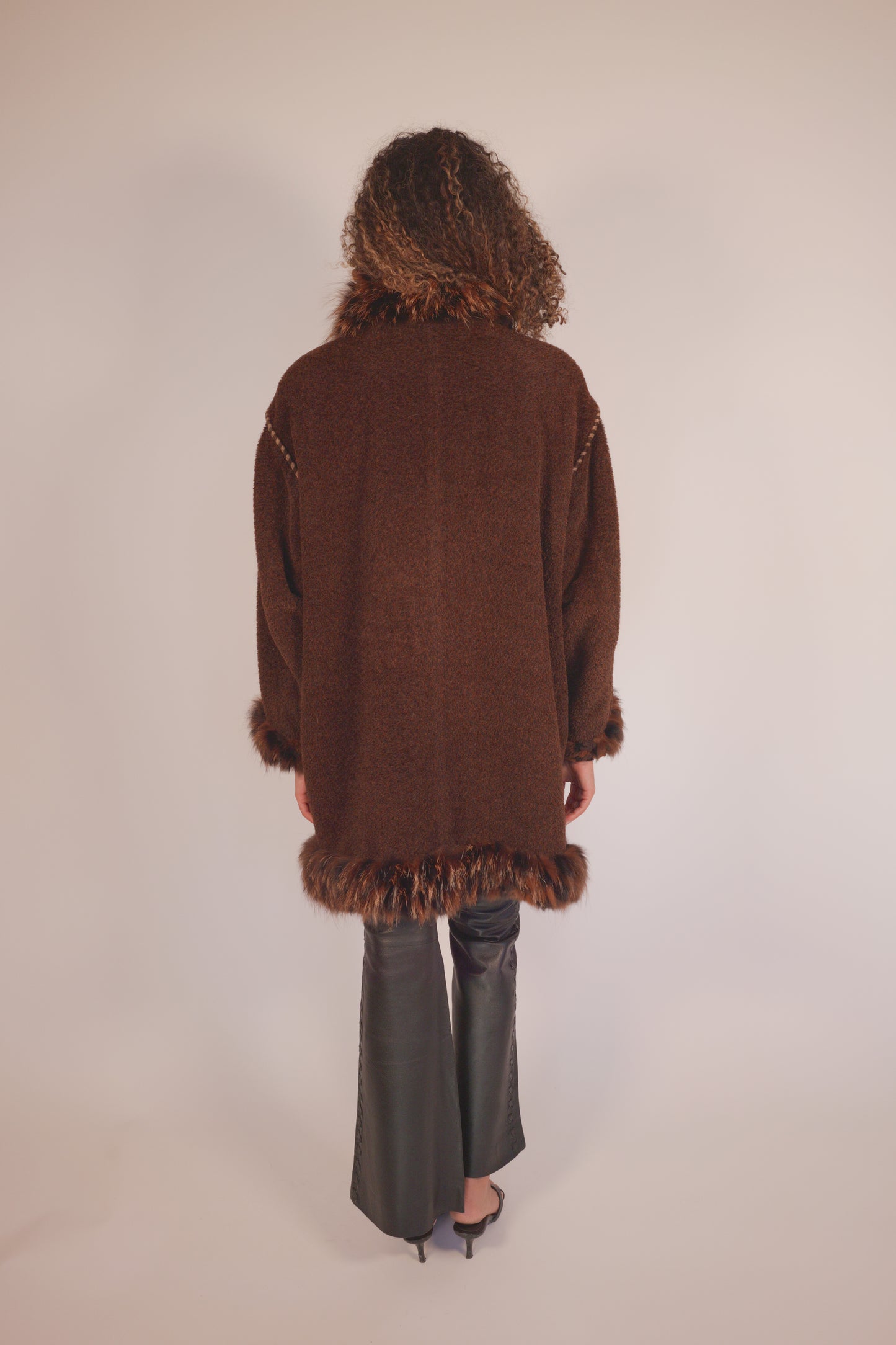 Vintage YSL Fur Trimmed Coat with Pockets