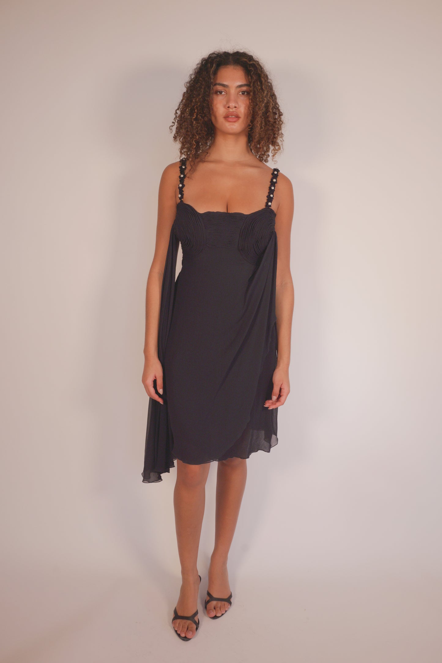 SS1995 Valentino dress with pearl detailing on the shoulders