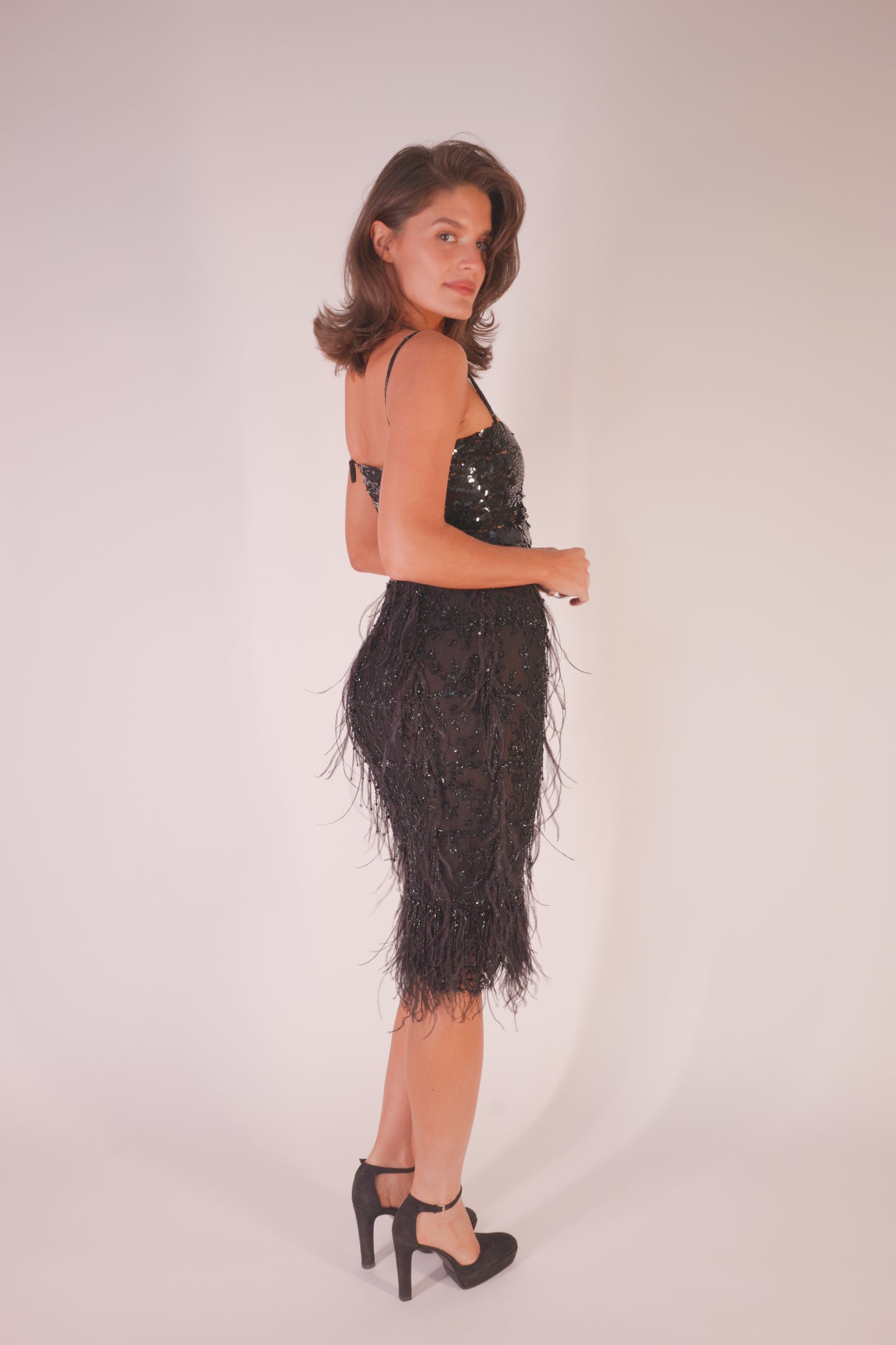 FW2001 Valentino Ostrich feather dress