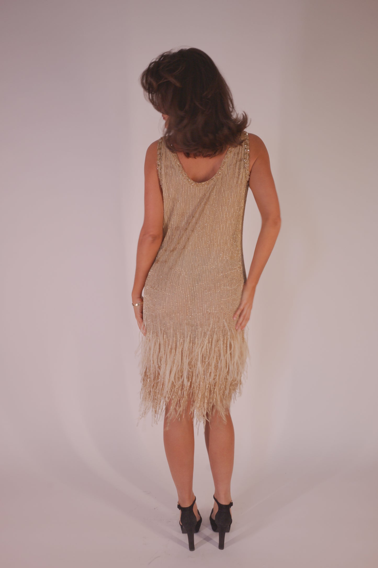Silk feather beaded Roberto Cavalli dress