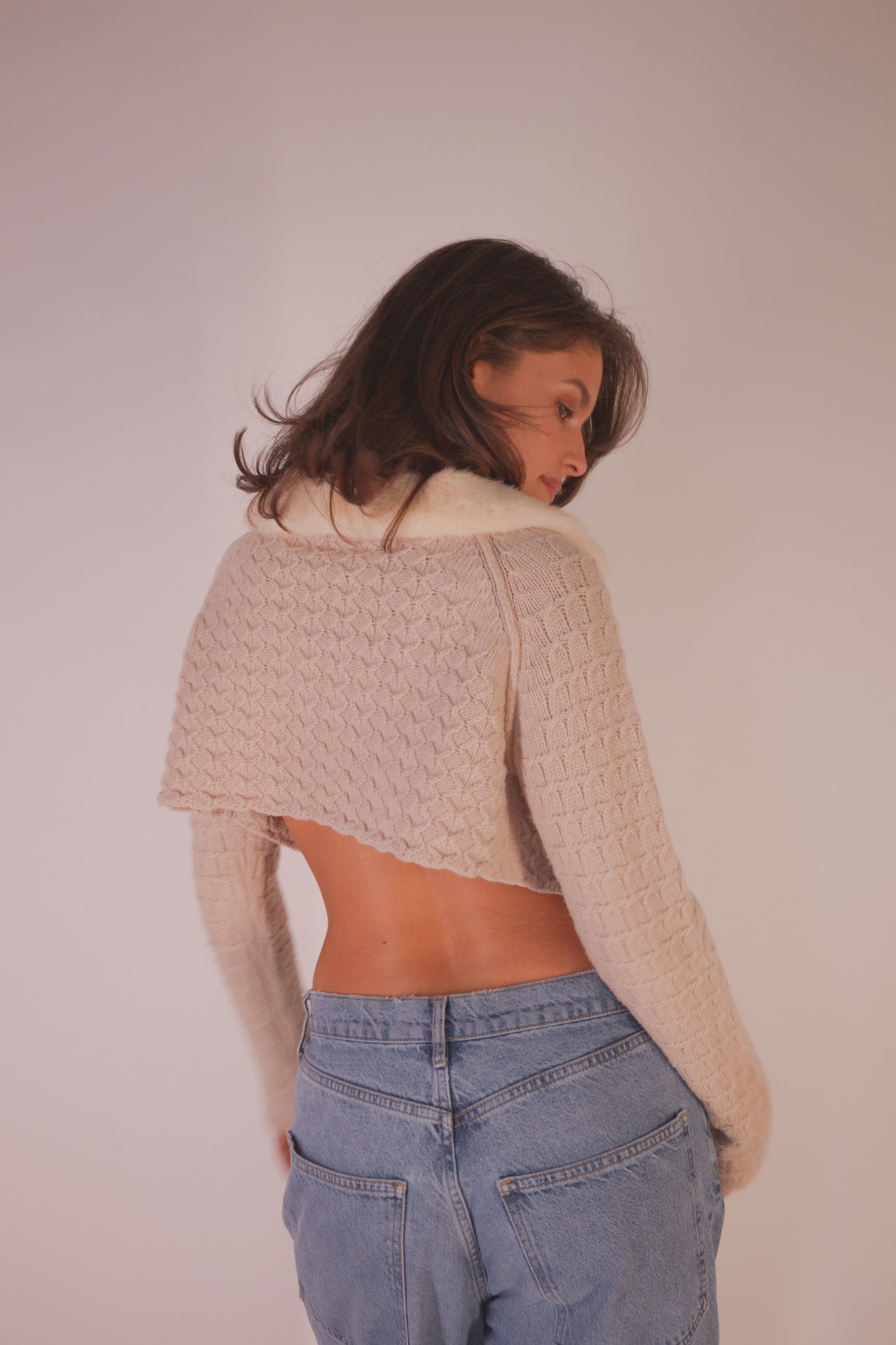 Prada Cashmere Bolero with Fur Collar