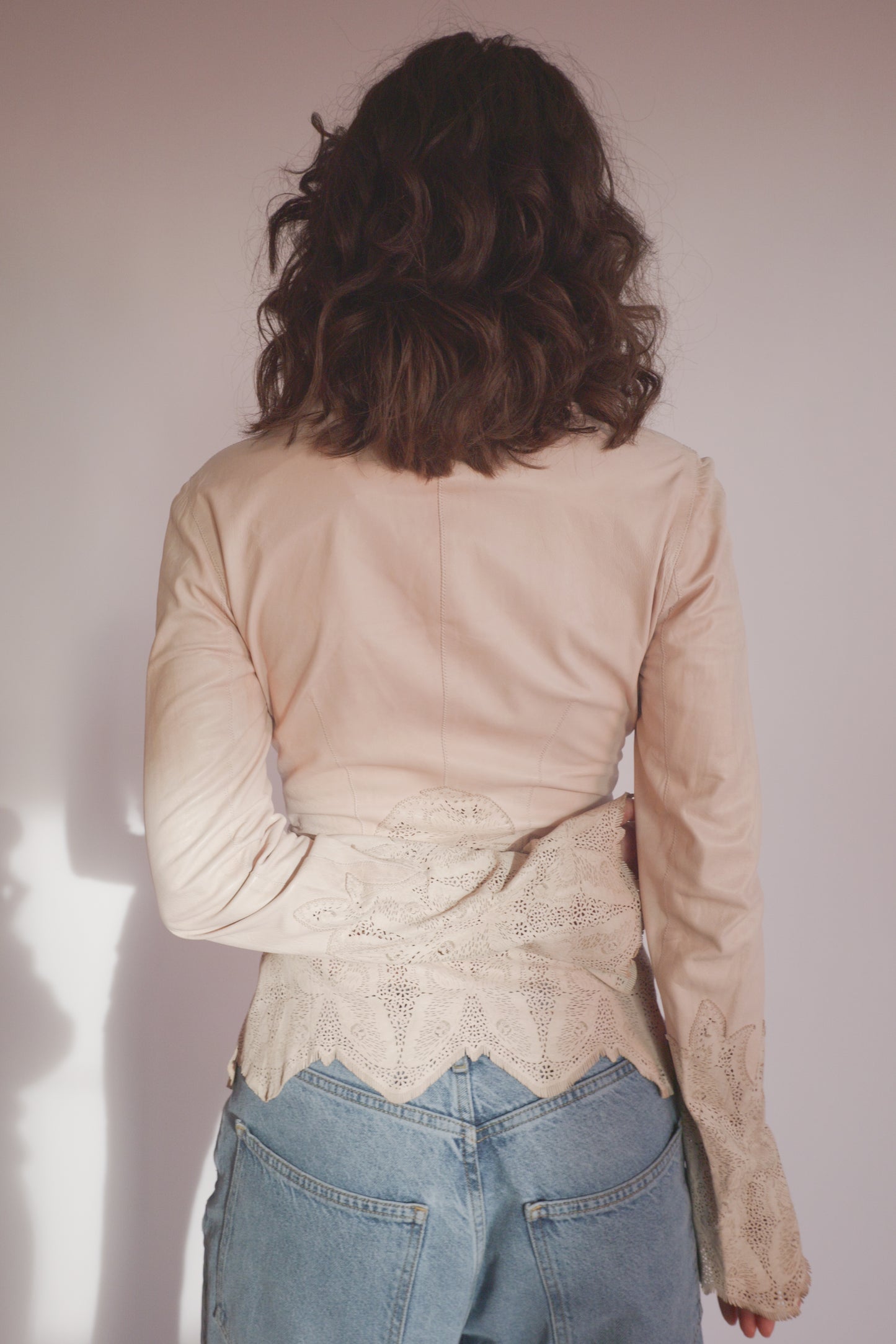 FW2001 Roberto Cavalli laser cut leather jacket shirt