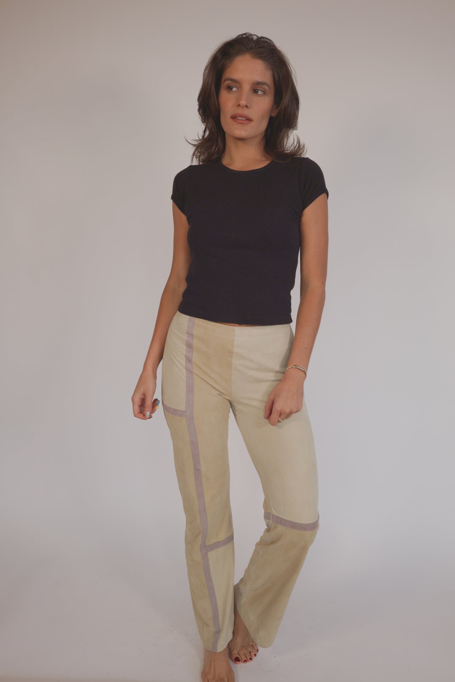 Valentino FW2000 Suède pants worn by Adriana Lima