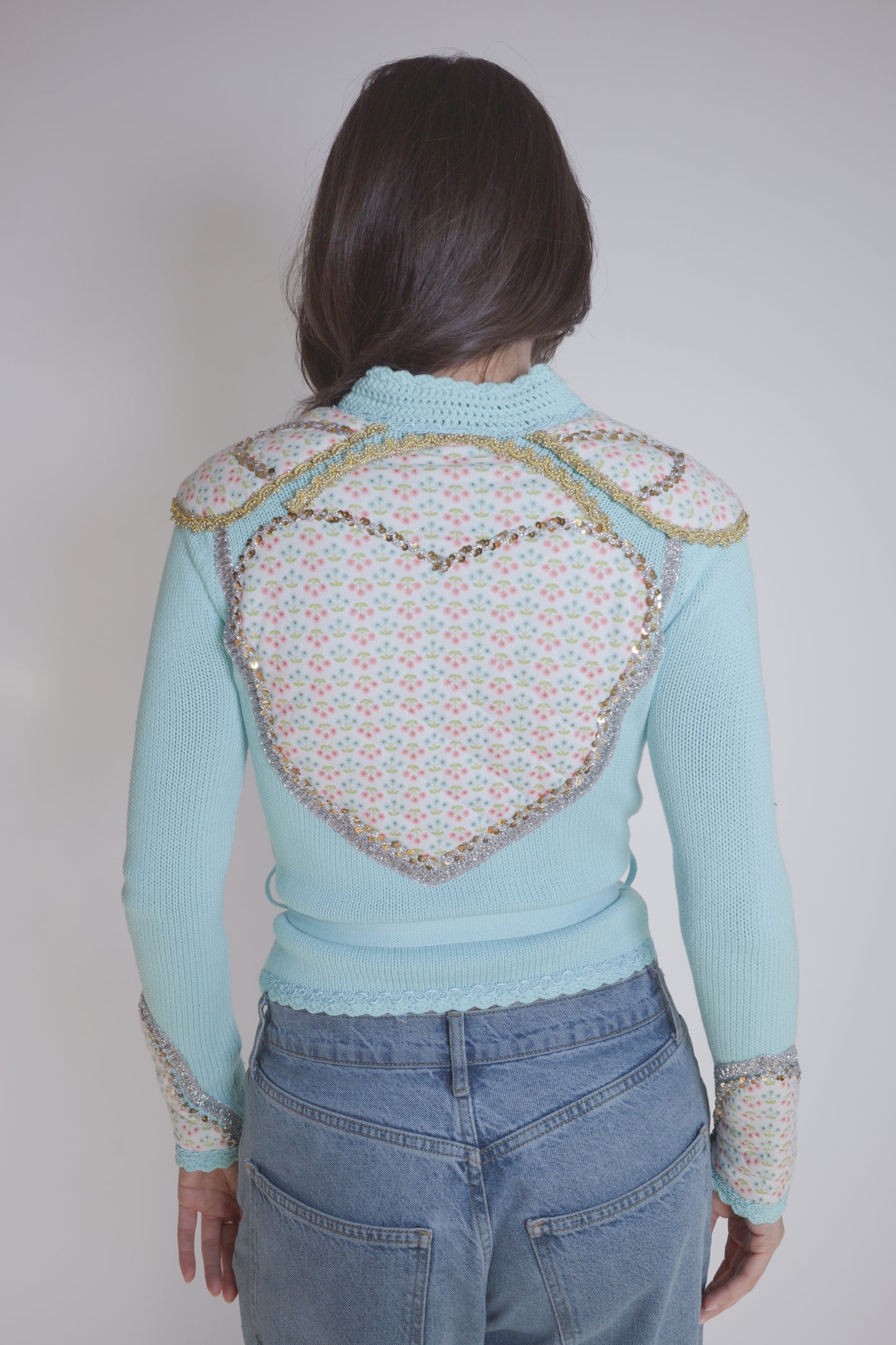 Vintage Manoush Cotton Blue Belted top with Embellishments