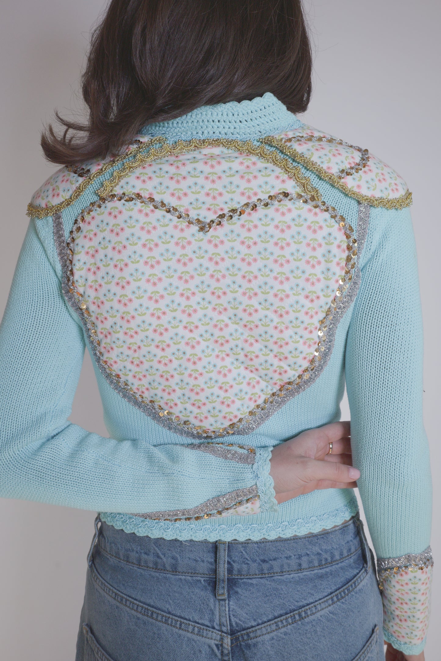 Vintage Manoush Cotton Blue Belted top with Embellishments