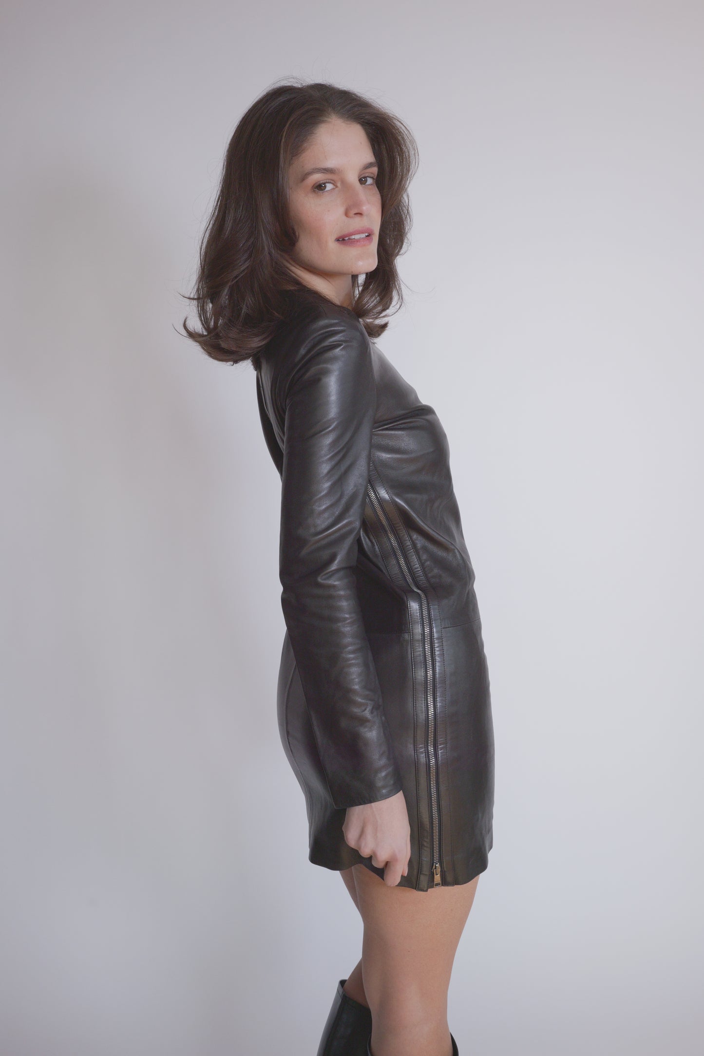 Gucci by Tom Ford Leather Dress with Zippers