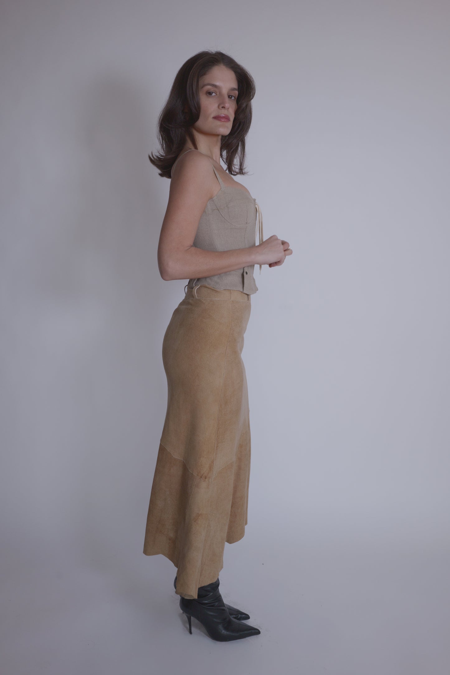 Roberto Cavalli Suede Midi Midi Skirt