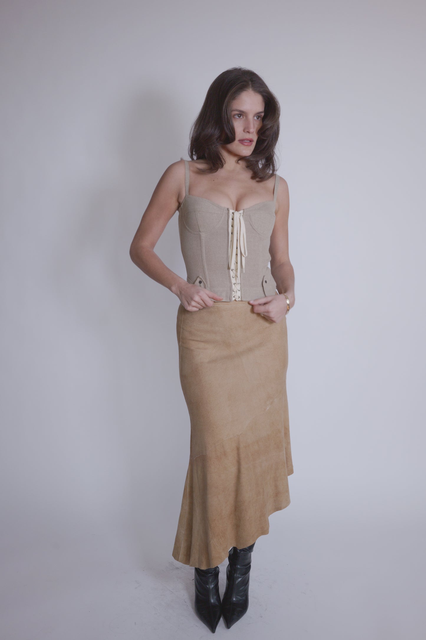 Roberto Cavalli Suede Midi Midi Skirt