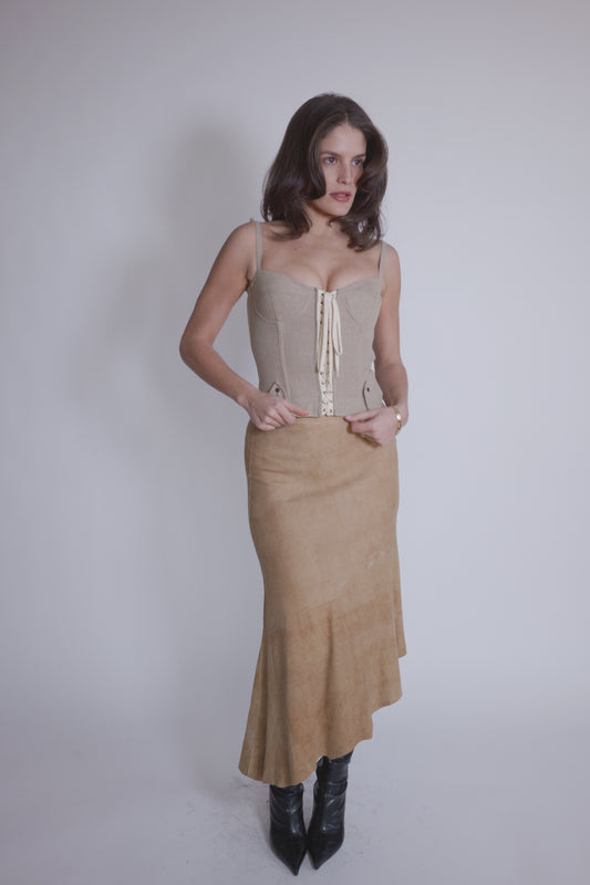 Roberto Cavalli Suede Midi Midi Skirt